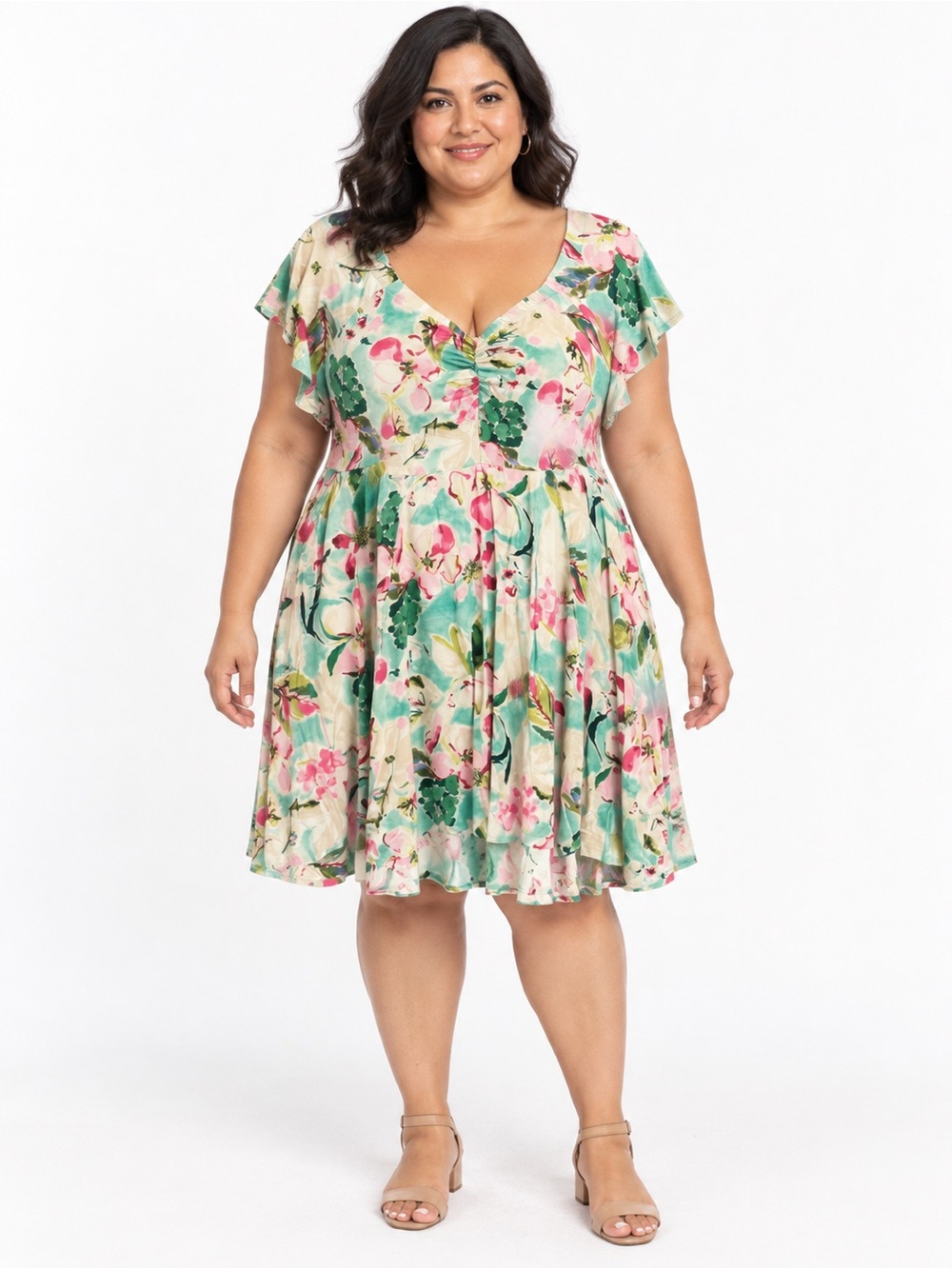 Torrid Super Soft Floral Fit & Flare Dress Size 5 28/30 Garden Party